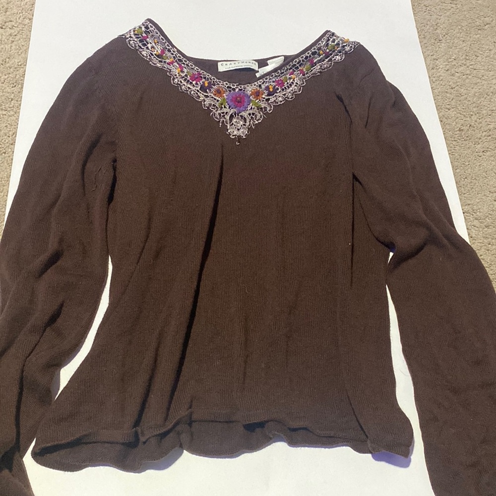 Large embroidered long sleeve from crazy horse